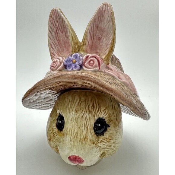 Fitz and Floyd Bunny Teapot OCI Omnibus 420Z Easter Bonnet Pastel Ceramic VTG - Picture 11 of 11